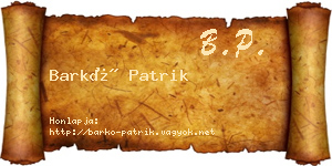 Barkó Patrik névjegykártya