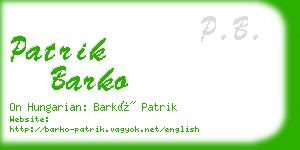 patrik barko business card